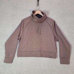 Juicy Couture Sport Womens Top Large Sweatshirt Mock Neck Thumb Holes Purple